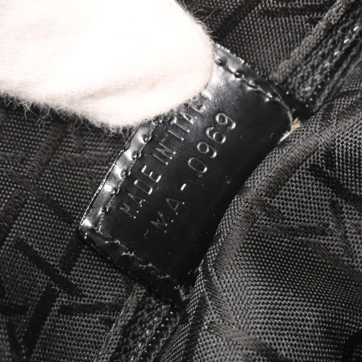 Dior Christian Dior Vintage Lady Dior Bag Houndstooth Canvas Medium Zwart