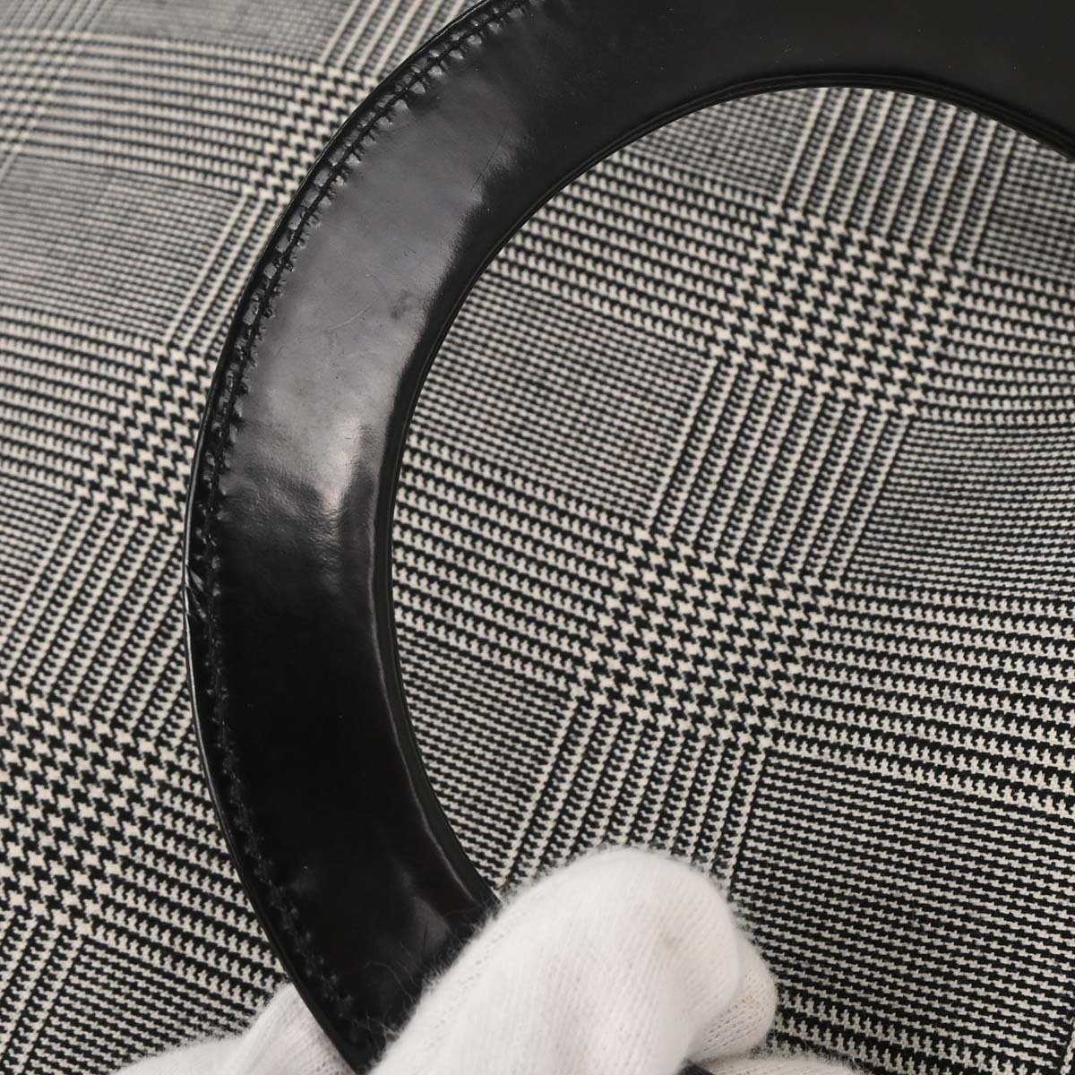 Dior Christian Dior Vintage Lady Dior Bag Houndstooth Canvas Medium Zwart