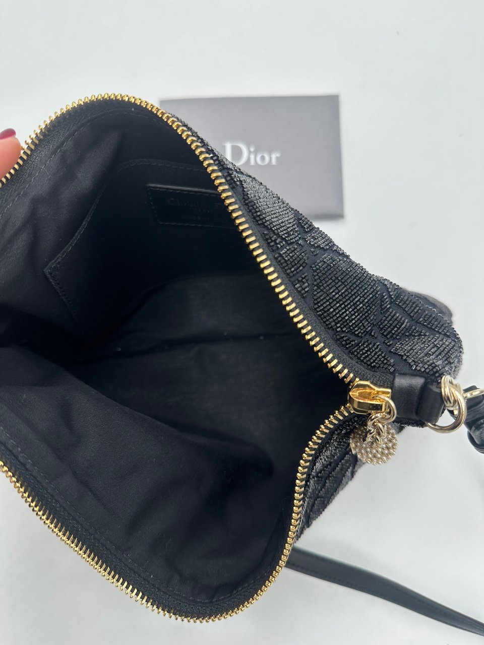 Dior Christian Dior black cannage Bead Embroidery PM Roze