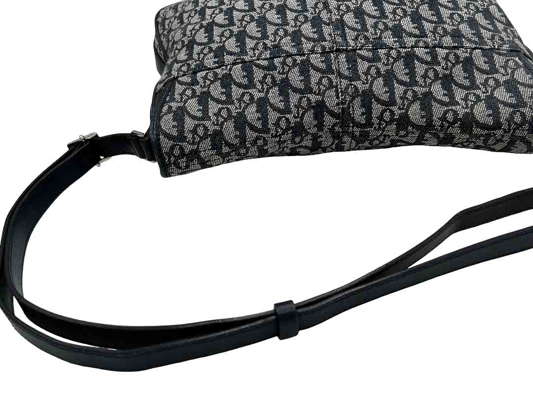 Dior Christian Dior Vintage CD Flap Messenger Bag Diorissimo Canvas Large Navy