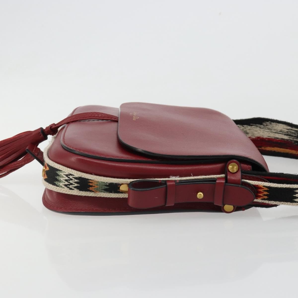 Dior Christian Dior Diorodeo Flap Bag Leather Rood