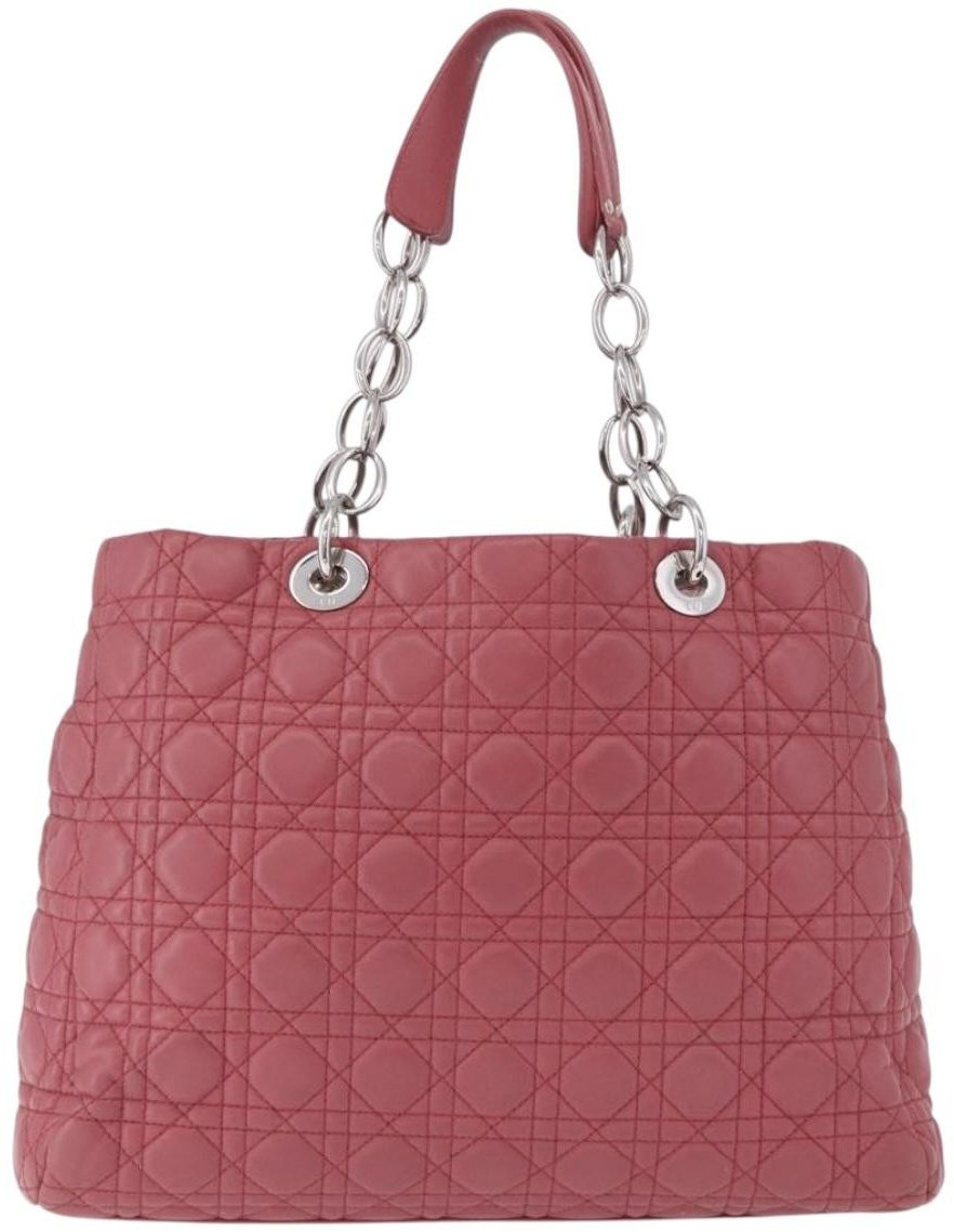 Dior Christian Dior Soft Chain Tote Cannage Quilt Lambskin Large Roze
