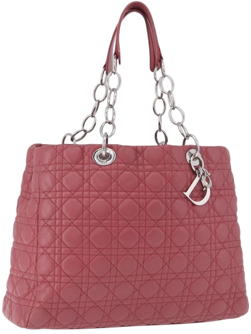 Dior Christian Dior Soft Chain Tote Cannage Quilt Lambskin Large Roze