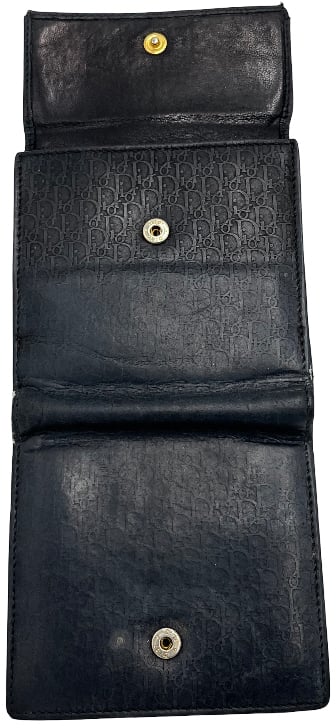 Dior Christian Dior Trifold Flap Wallet leather mini Zwart