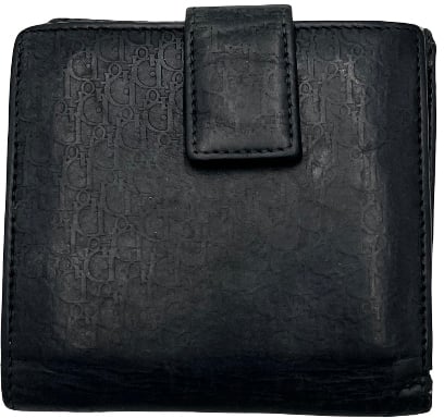 Dior Christian Dior Trifold Flap Wallet leather mini Zwart
