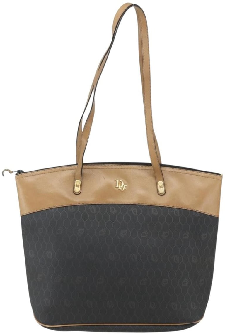 Dior Christian Dior Vintage Honeycomb Tote Bag Canvas Zwart