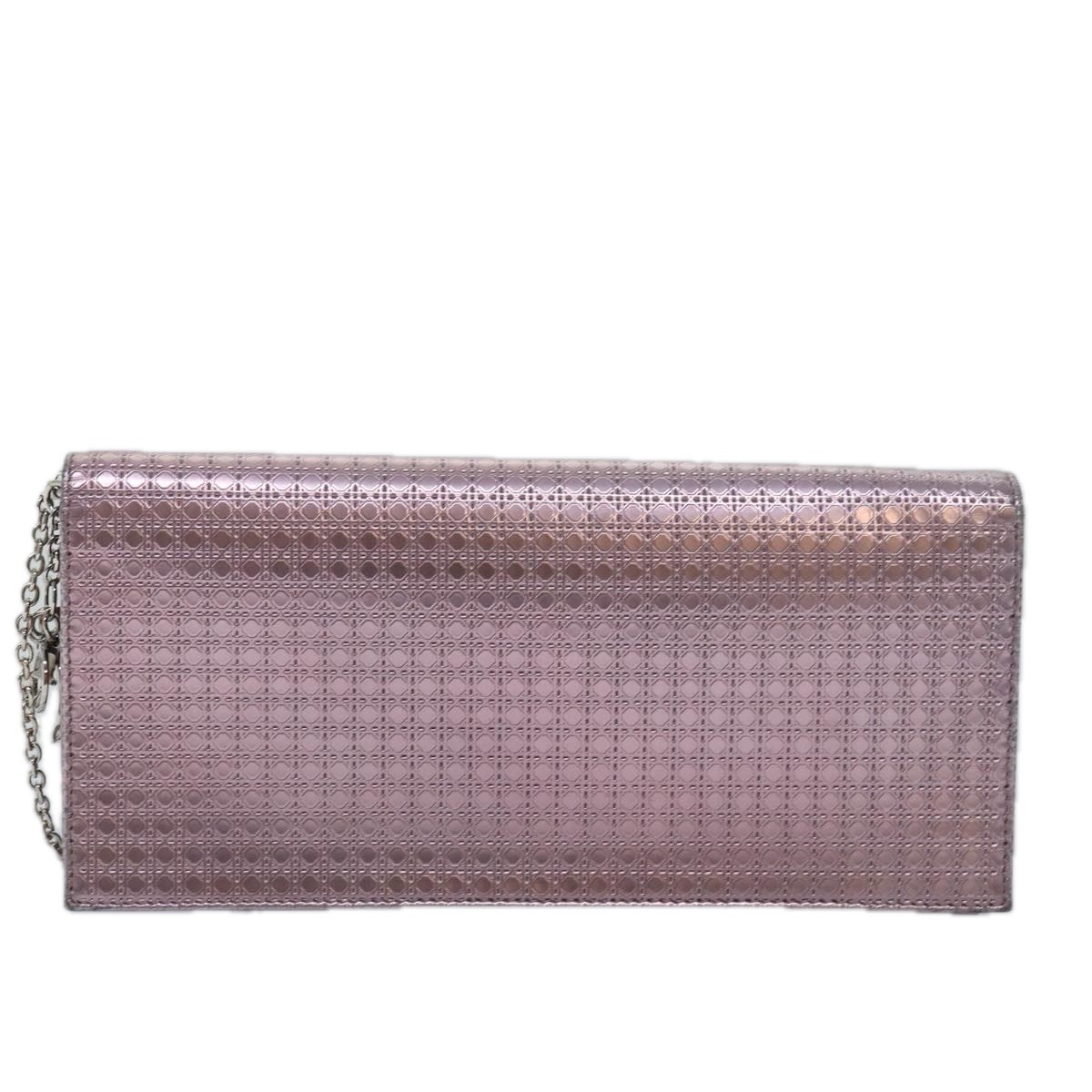 Dior Christian Dior Lady Dior Croisiere Chain Wallet Micro Cannage Metallic Calfskin Roze