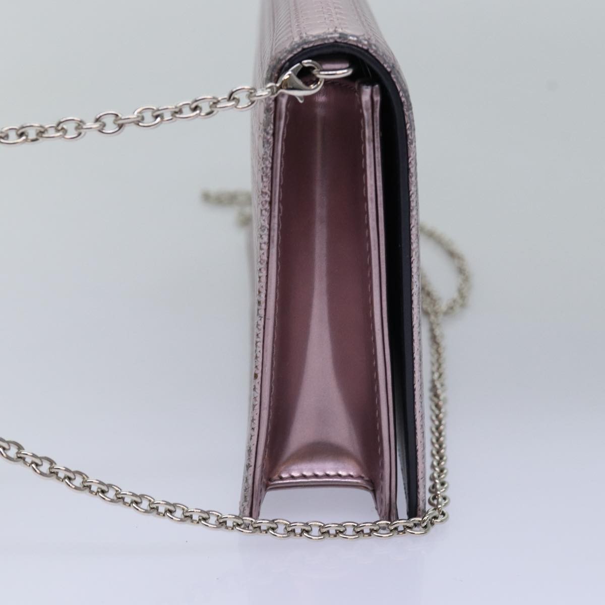 Dior Christian Dior Lady Dior Croisiere Chain Wallet Micro Cannage Metallic Calfskin Roze