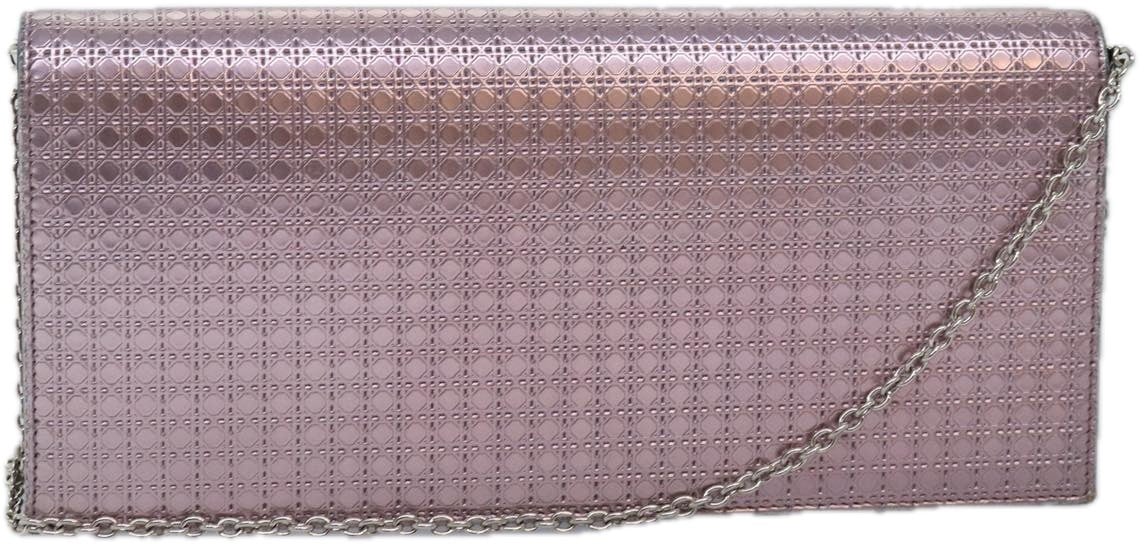 Dior Christian Dior Lady Dior Croisiere Chain Wallet Micro Cannage Metallic Calfskin Roze