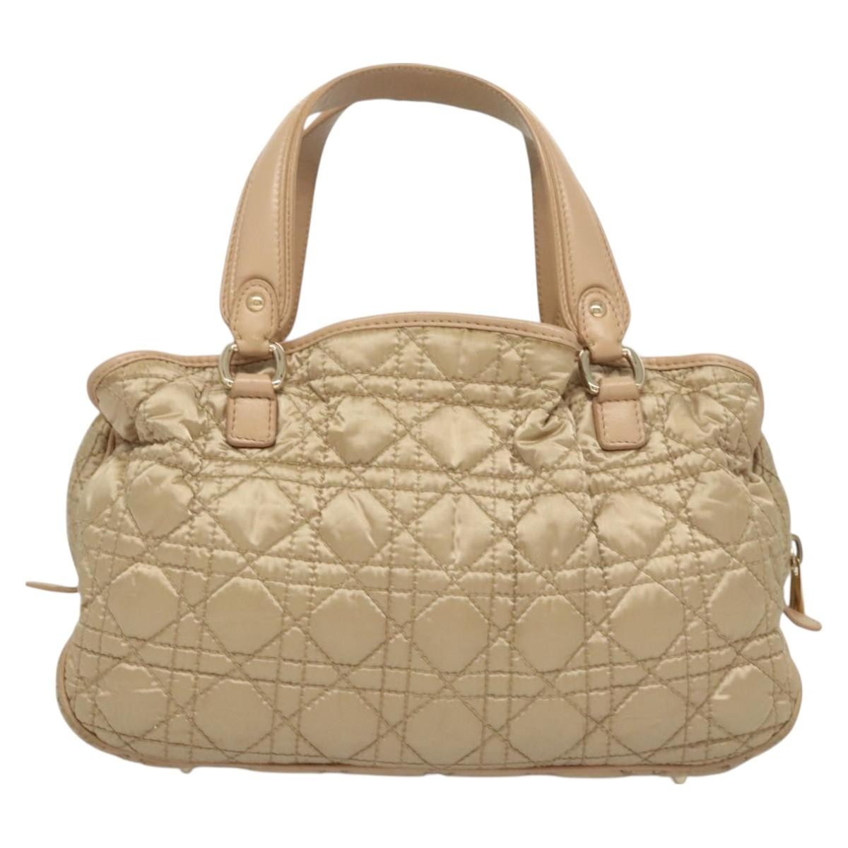 Dior Christian Dior Charming Tote Cannage Quilt Nylon Beige