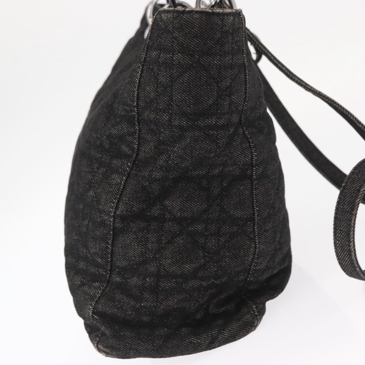 Dior Christian Dior Vintage Lady Dior Tote Cannage Quilt Denim Medium Zwart