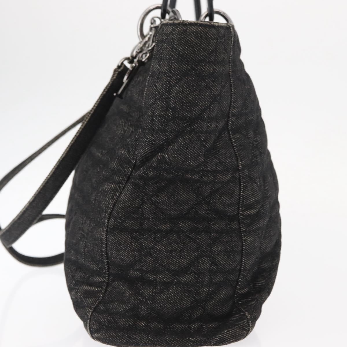 Dior Christian Dior Vintage Lady Dior Tote Cannage Quilt Denim Medium Zwart