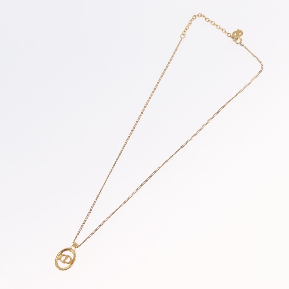 Dior Christian Dior CD Round Pendant Necklace Metal Goud