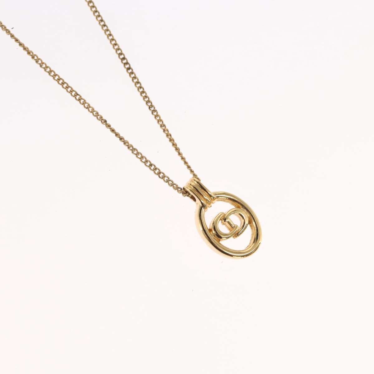 Dior Christian Dior CD Round Pendant Necklace Metal Goud