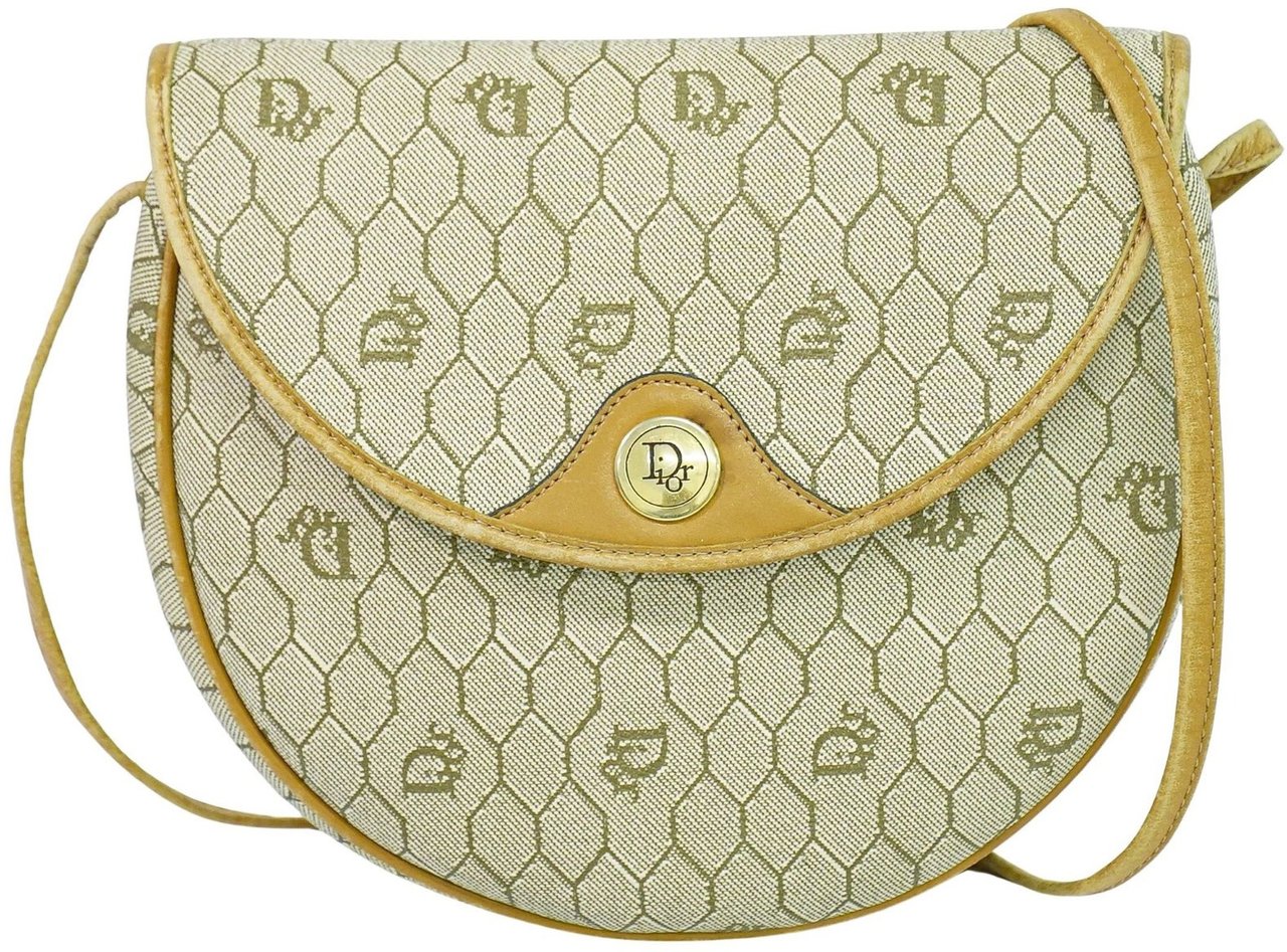 Dior Christian Dior Vintage Honeycomb Shoulder Bag Canvas Navy