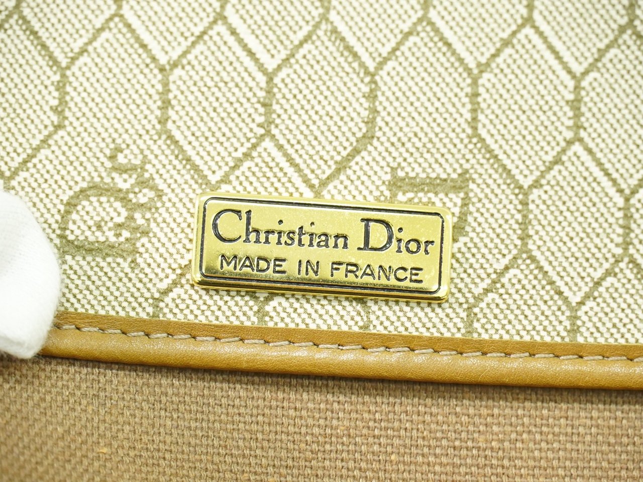 Dior Christian Dior Vintage Honeycomb Shoulder Bag Canvas Navy