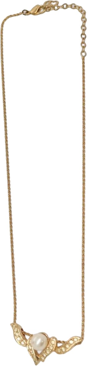 Dior Christian Dior Collar Necklace Metal with Faux Pearls Goud