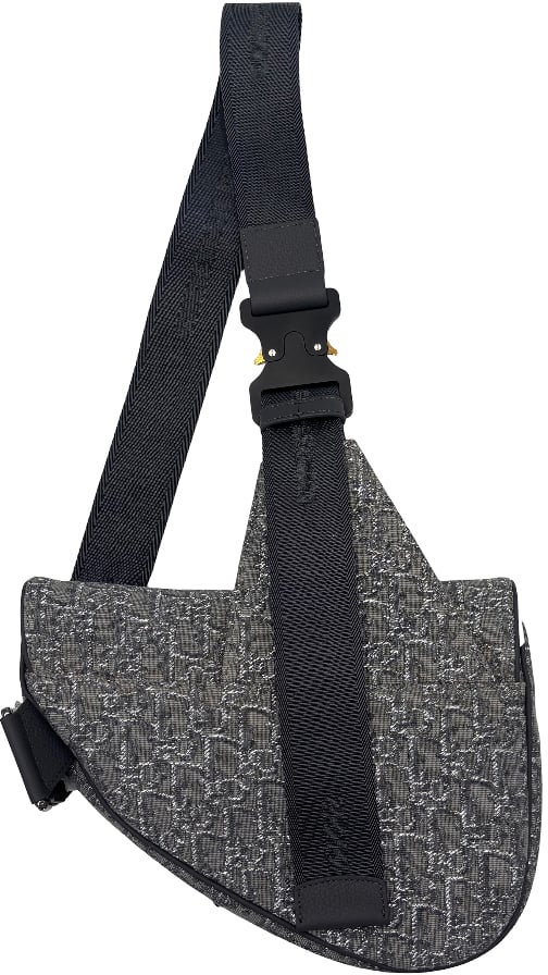 Dior Christian Dior Saddle Crossbody Bag Oblique Canvas Maxi Grijs