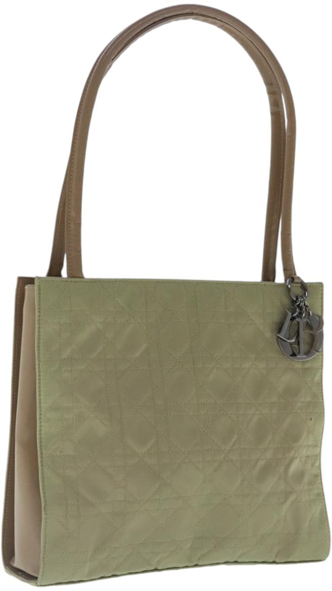 Dior Christian Dior Vintage Tote Cannage Quilt Nylon Medium Beige