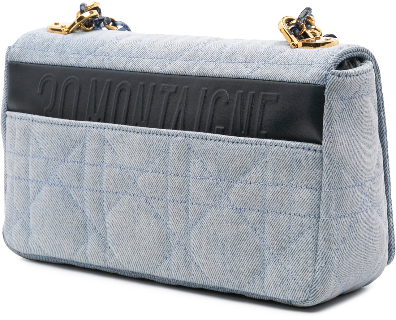 Dior Medium Denim Macrocannage Caro Bag Blauw