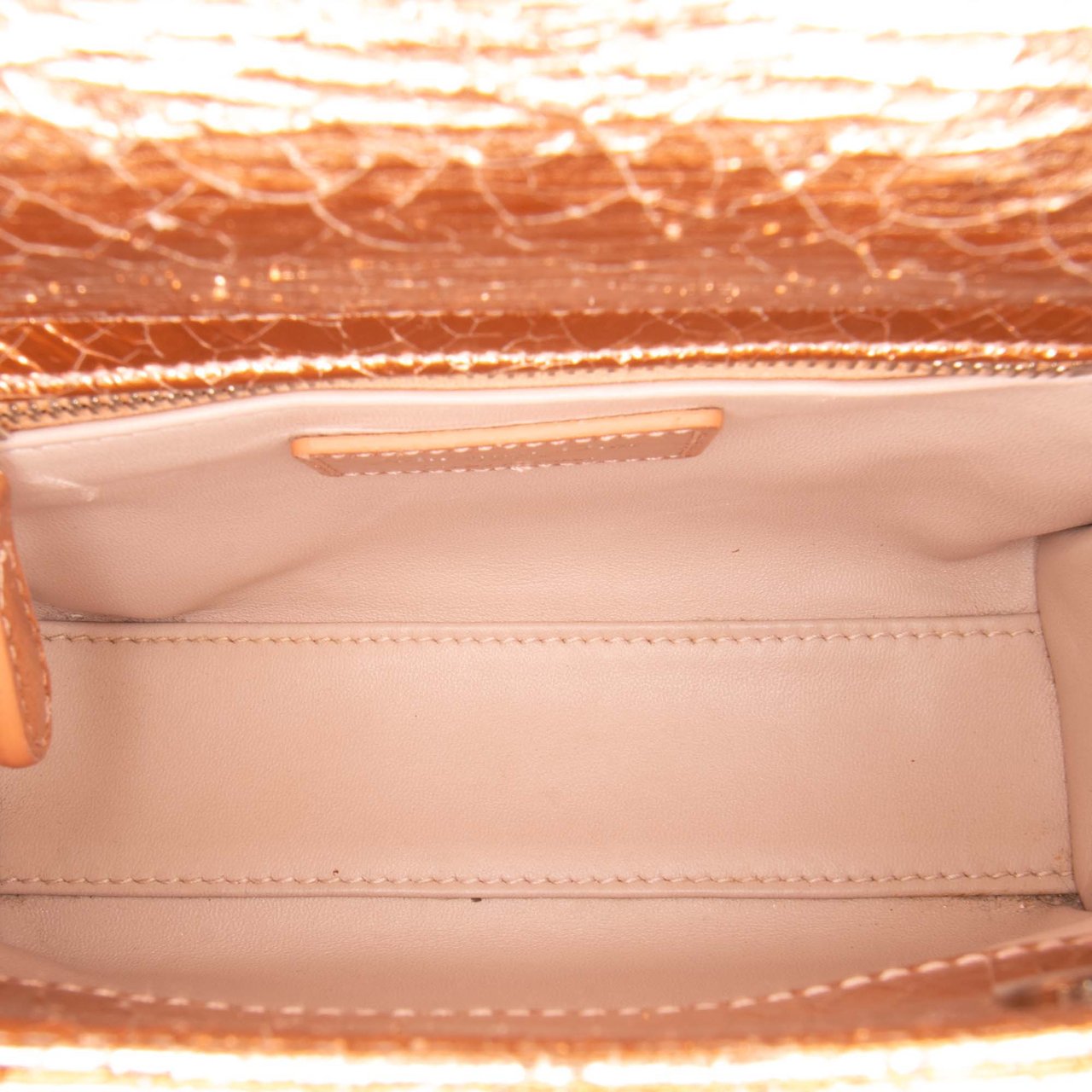 Dior Mini Metallic Crinkled Calfskin Cannage Lady Dior Bruin