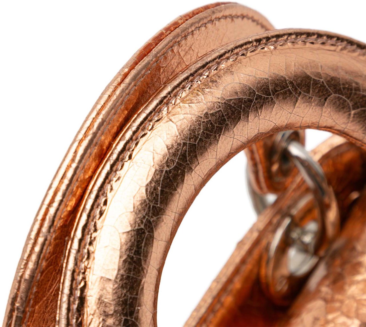 Dior Mini Metallic Crinkled Calfskin Cannage Lady Dior Bruin