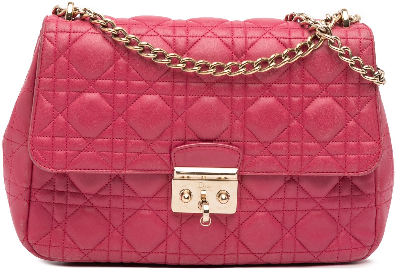 Dior Large Lambskin Cannage Miss Dior Flap Roze
