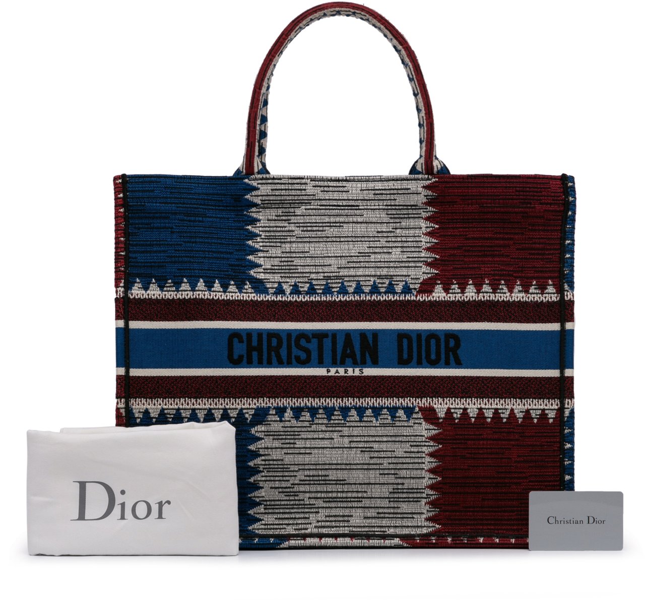 Dior Large French Flag Book Tote Blauw