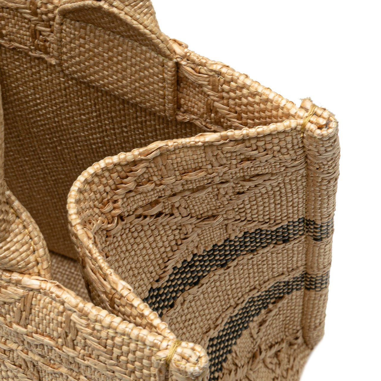 Dior Small Raffia Cannage Book Tote Bruin
