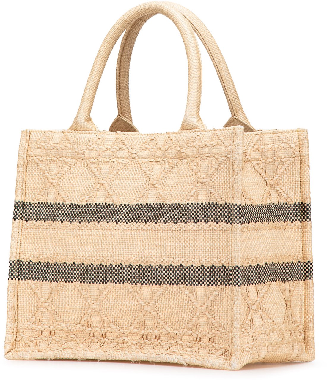 Dior Small Raffia Cannage Book Tote Bruin