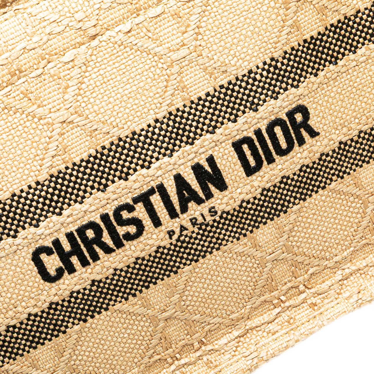 Dior Small Raffia Cannage Book Tote Bruin