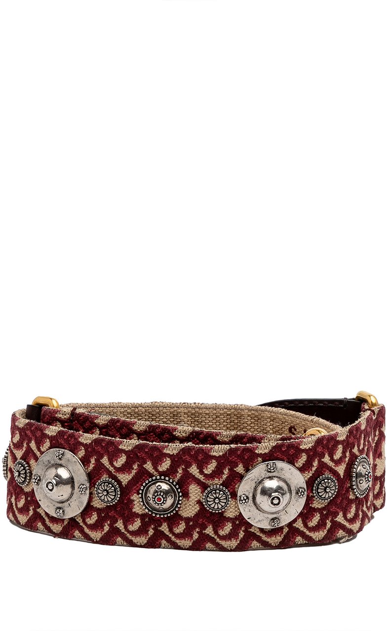 Dior Studded Oblique Canvas Bag Strap Rood