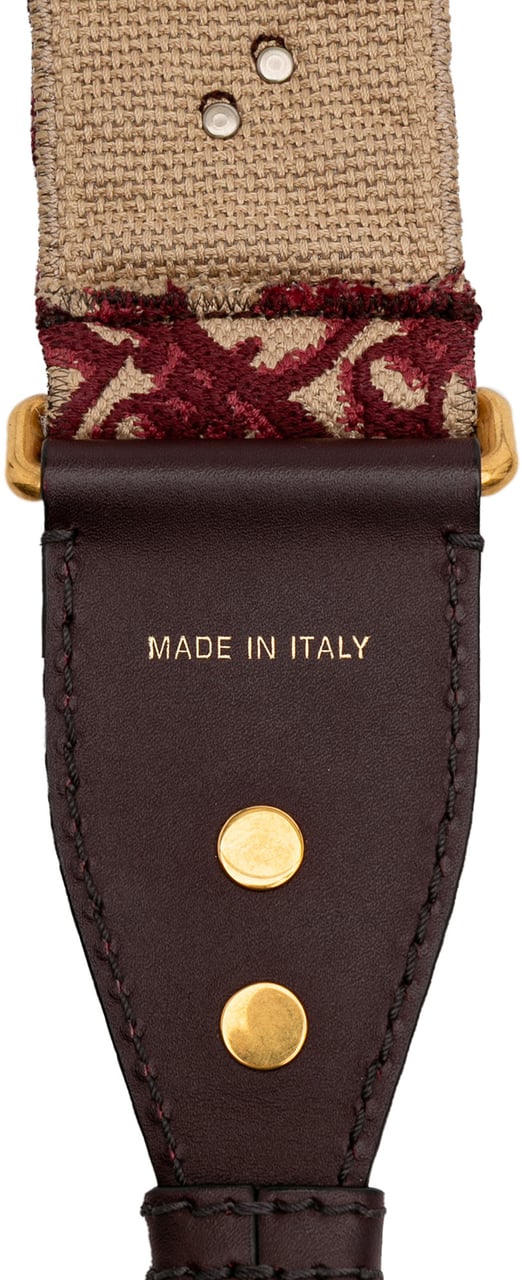 Dior Studded Oblique Canvas Bag Strap Rood