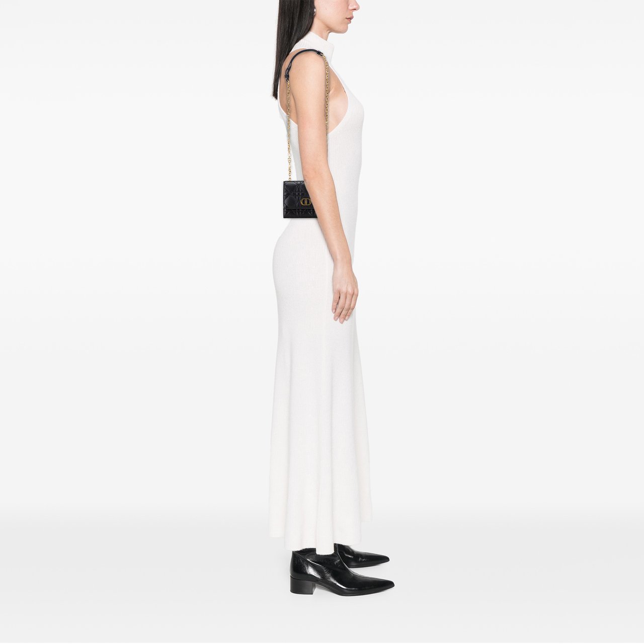 Dior Calfskin Cannage Caro Chain Belt Bag Zwart