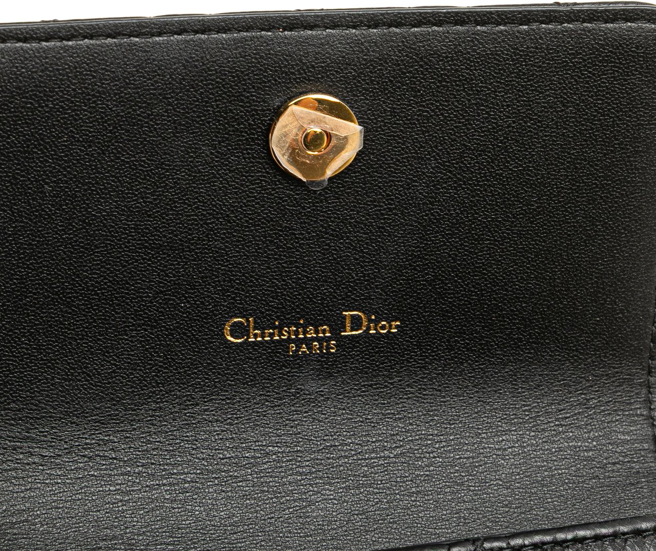 Dior Calfskin Cannage Caro Chain Belt Bag Zwart