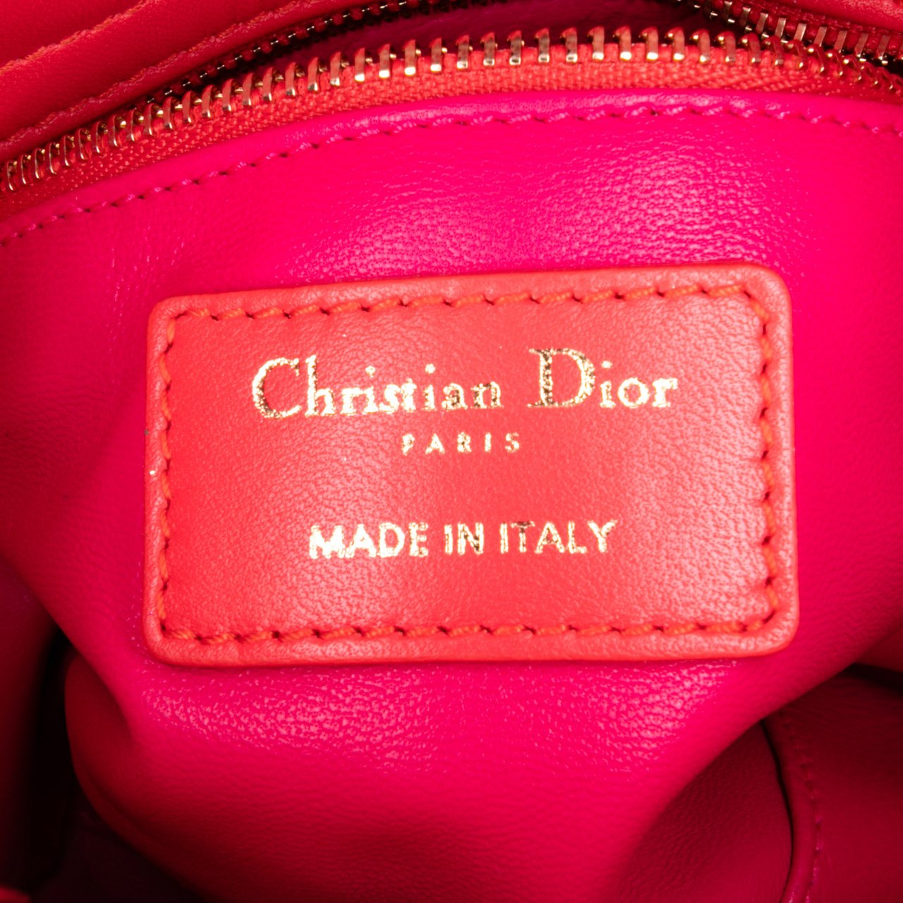 Dior Mini Bicolor Lambskin Cannage Lady Dior Rood