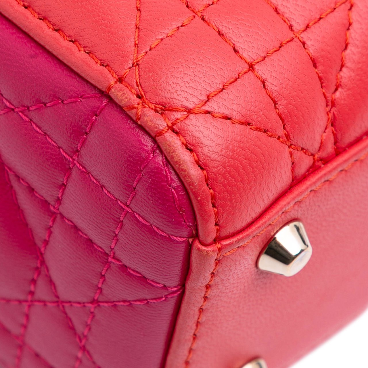 Dior Mini Bicolor Lambskin Cannage Lady Dior Rood