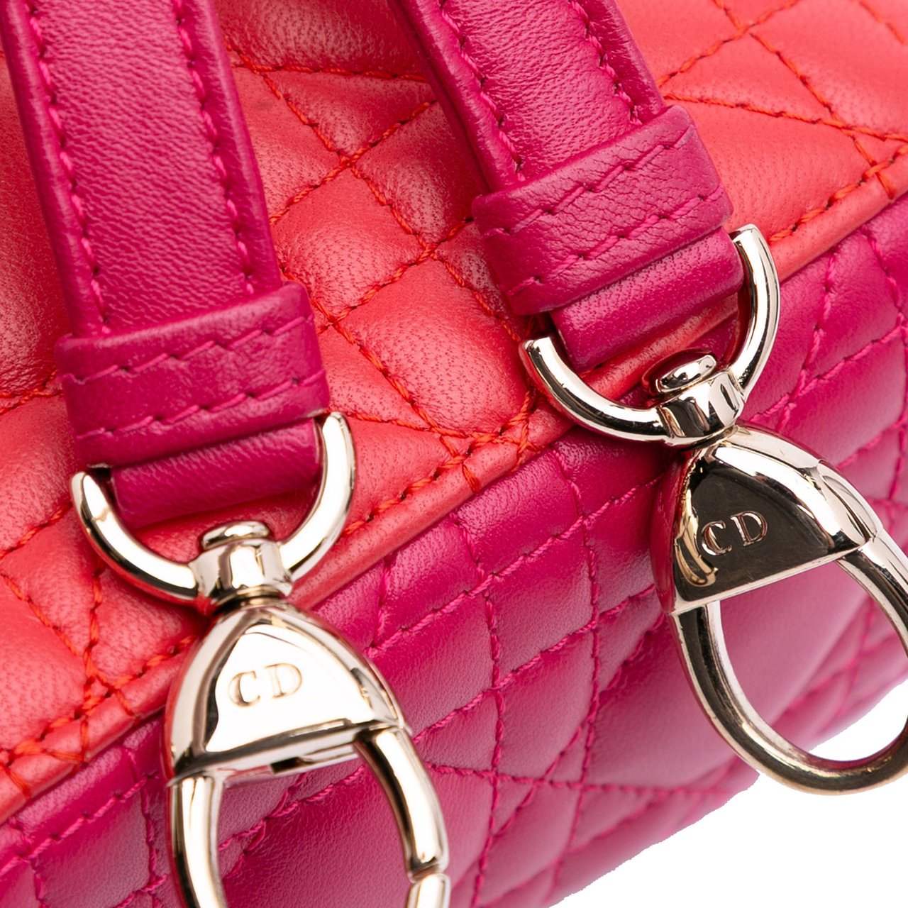 Dior Mini Bicolor Lambskin Cannage Lady Dior Rood