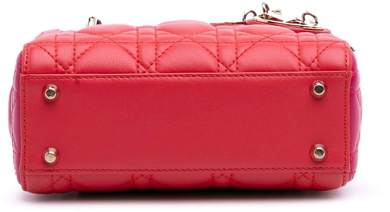 Dior Mini Bicolor Lambskin Cannage Lady Dior Rood
