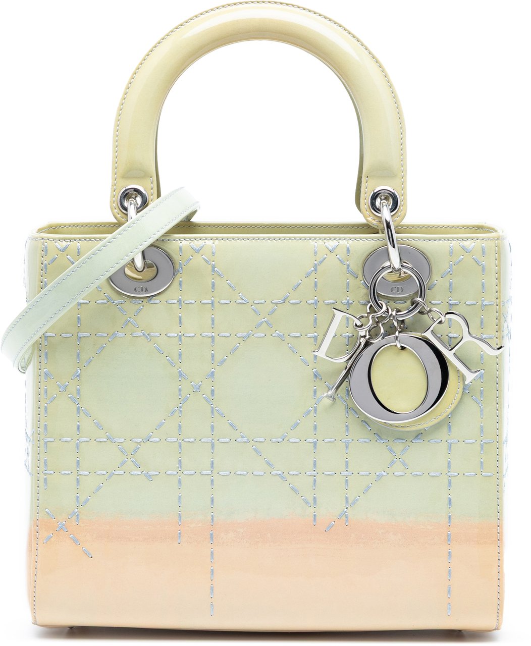 Dior Medium Ombre Patent Cannage Lady Dior Groen