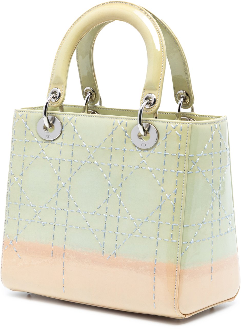 Dior Medium Ombre Patent Cannage Lady Dior Groen