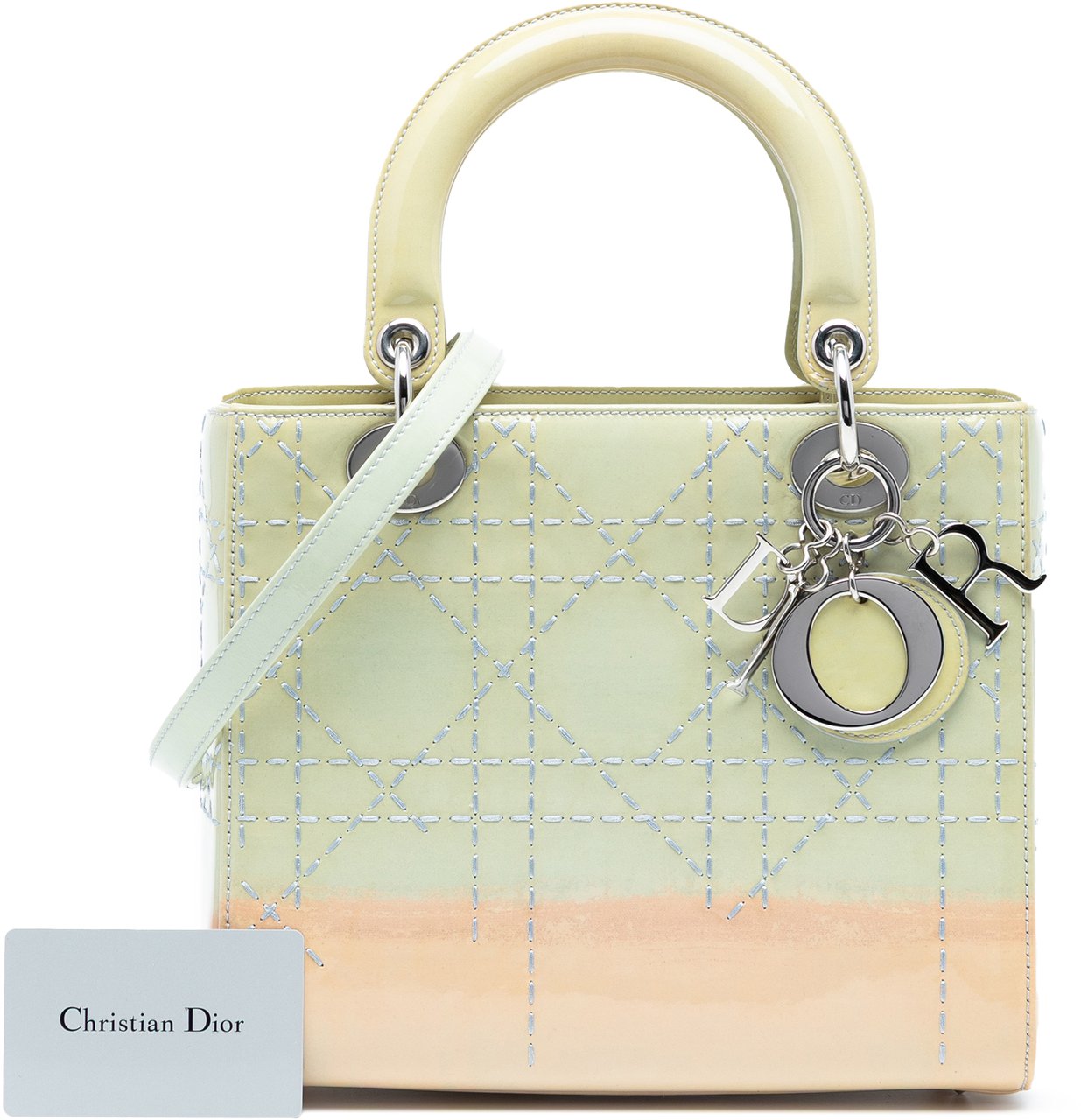 Dior Medium Ombre Patent Cannage Lady Dior Groen