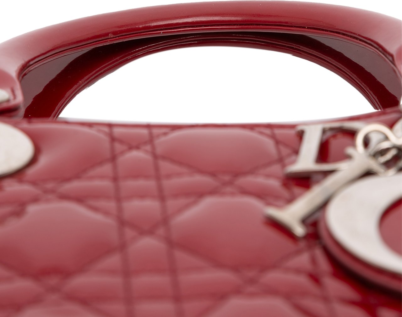 Dior Medium Patent Cannage Lady Dior Rood