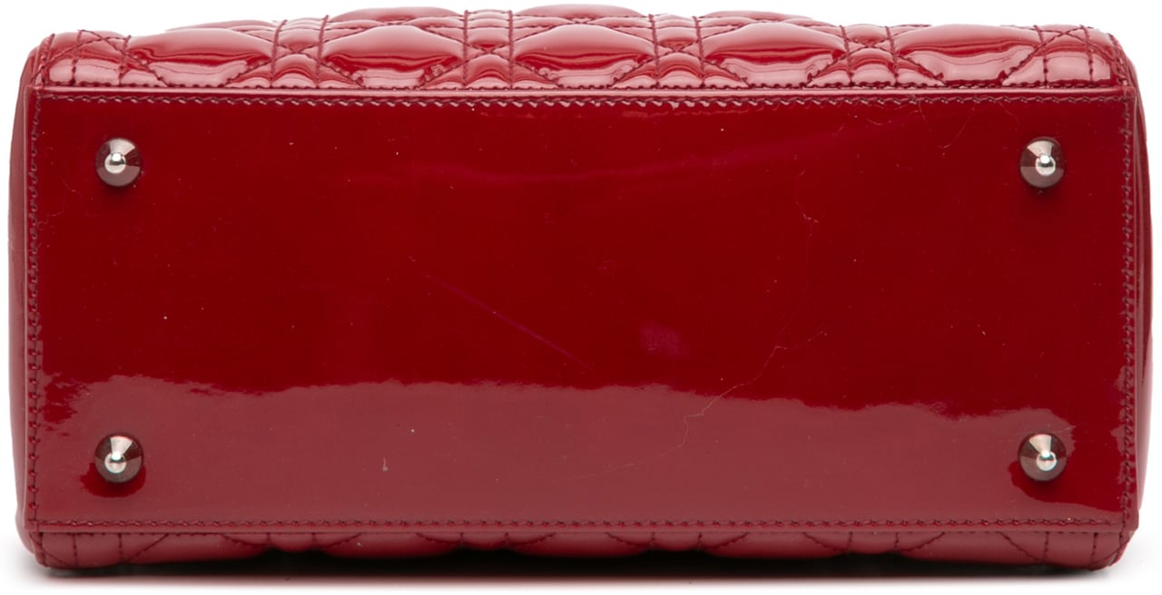 Dior Medium Patent Cannage Lady Dior Rood