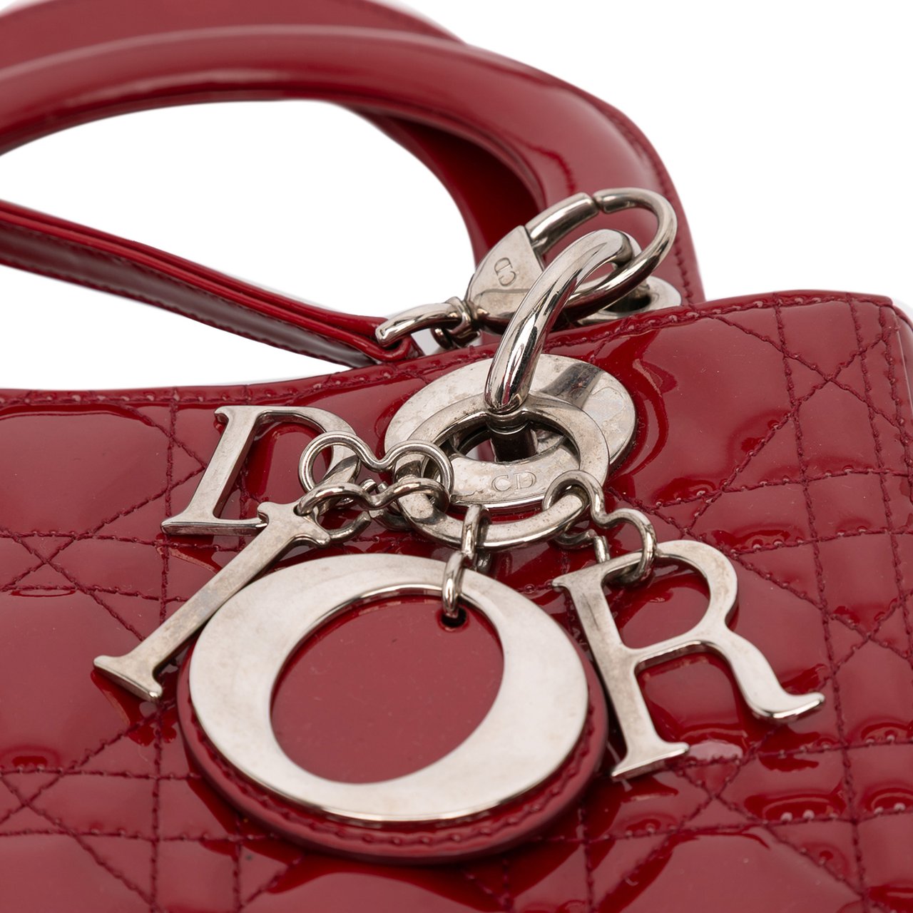 Dior Medium Patent Cannage Lady Dior Rood