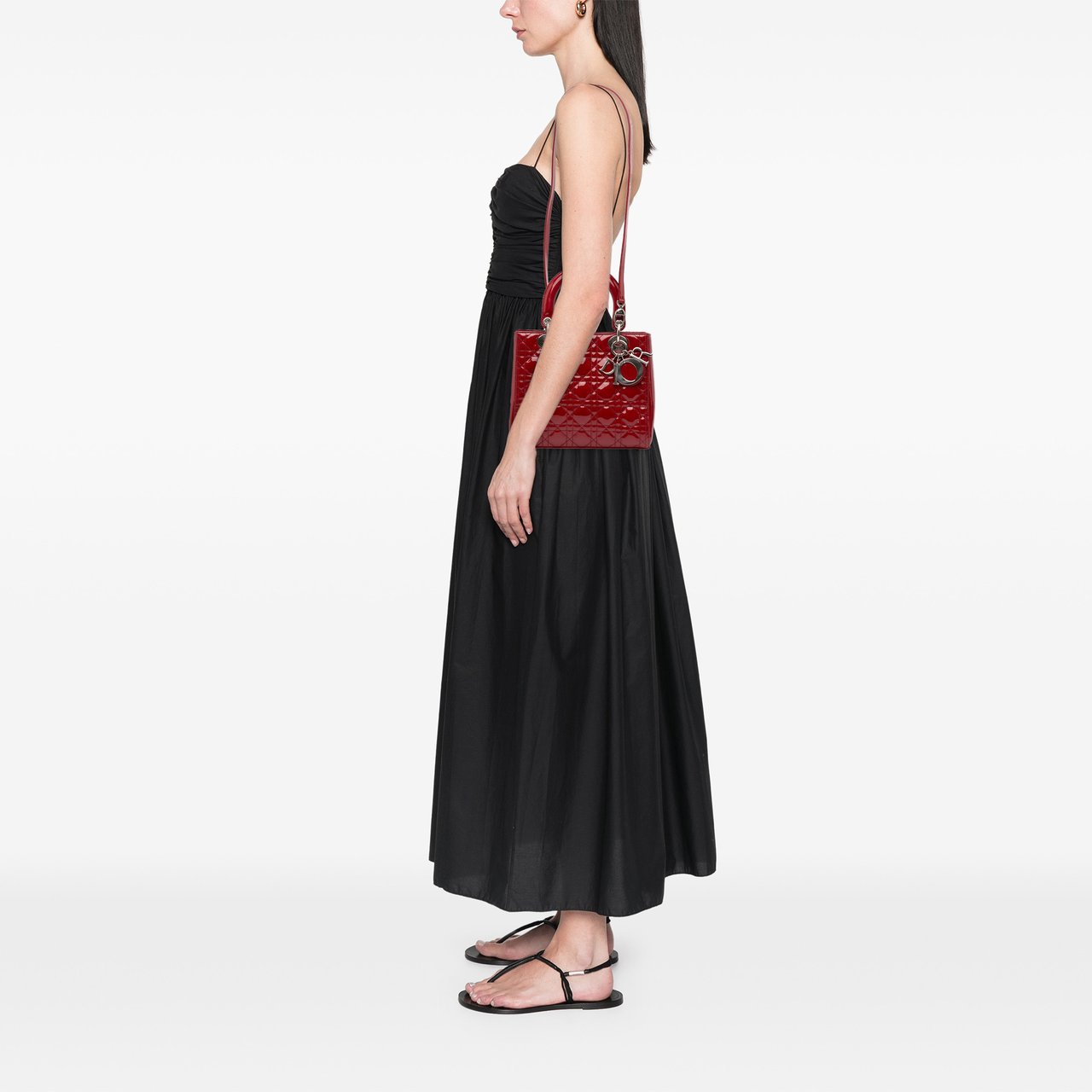 Dior Medium Patent Cannage Lady Dior Rood