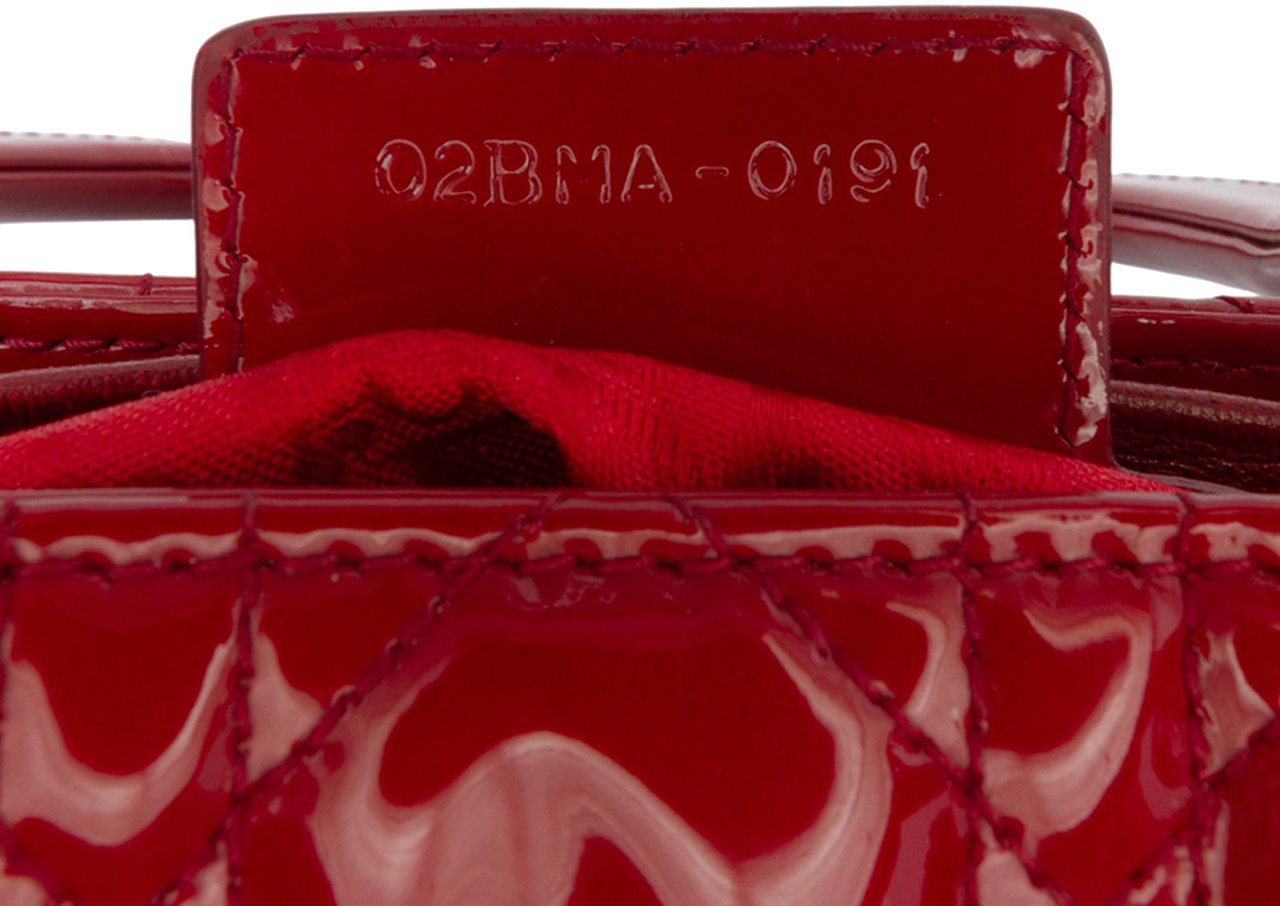 Dior Medium Patent Cannage Lady Dior Rood