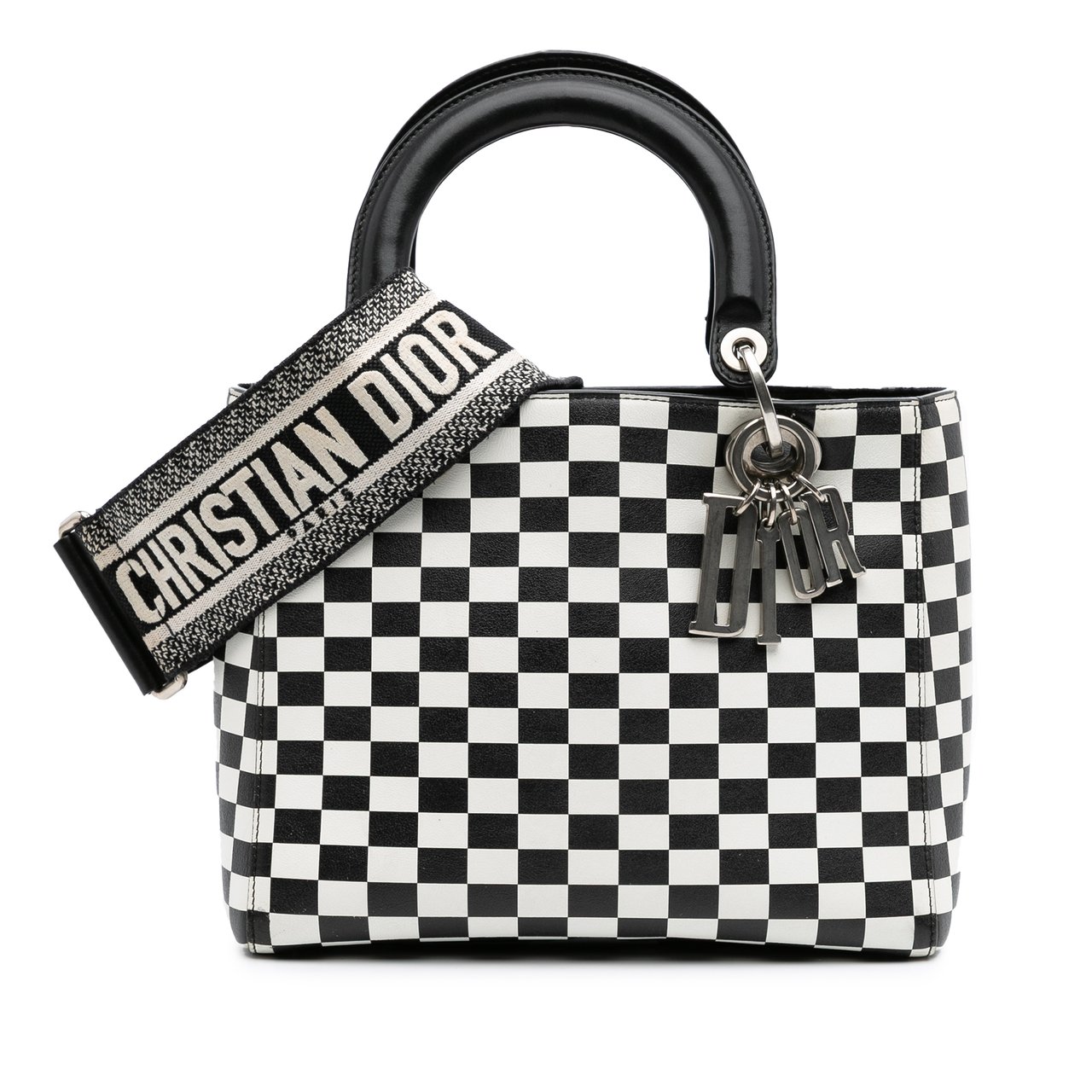 Dior Medium Calfskin Checkered Lady Dior Zwart