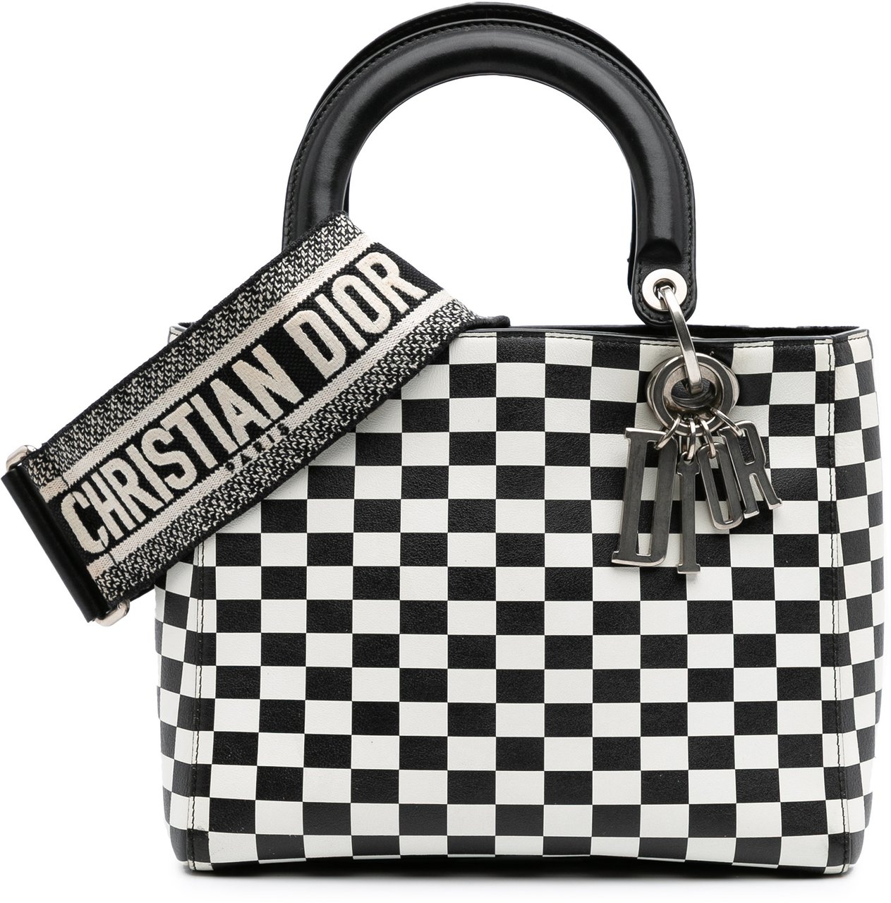 Dior Medium Calfskin Checkered Lady Dior Zwart
