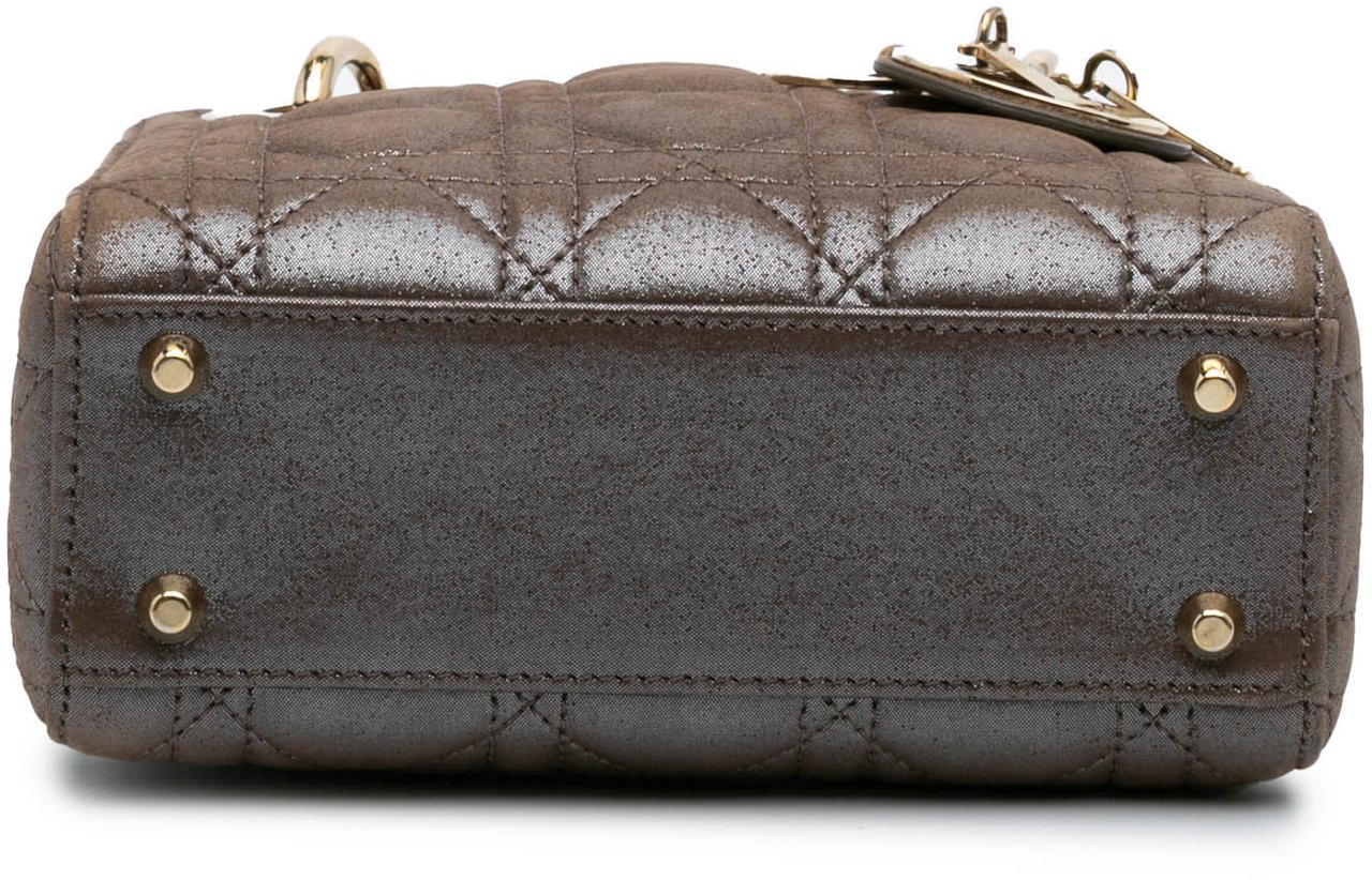 Dior Mini Iridescent Lambskin Cannage Lady Dior Bruin